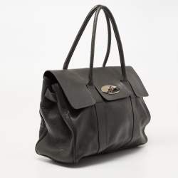 Pre Owned Mulberry Dark Grey Leather Bayswater Satchel