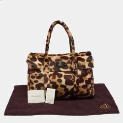 Pre Owned Mulberry Brown Leopard Print Pony Hair Bayswater Satchel