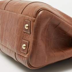 Pre Owned Mulberry Brown Croc Embossed Leather Bayswater Satchel