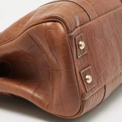 Pre Owned Mulberry Brown Croc Embossed Leather Bayswater Satchel