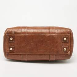 Pre Owned Mulberry Brown Croc Embossed Leather Bayswater Satchel