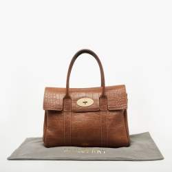 Pre Owned Mulberry Brown Croc Embossed Leather Bayswater Satchel