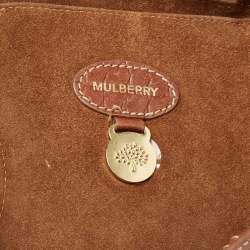 Pre Owned Mulberry Brown Croc Embossed Leather Bayswater Satchel