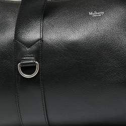 Mulberry Black Leather Round Ended Duffel Bag