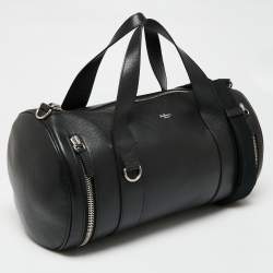 Mulberry Black Leather Round Ended Duffel Bag
