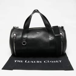 Mulberry Black Leather Round Ended Duffel Bag
