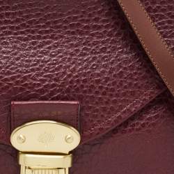 Mulberry Burgundy Grained Leather Polly Push Lock Top Handle Bag