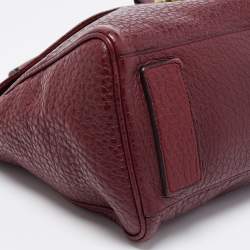 Mulberry Burgundy Grained Leather Polly Push Lock Top Handle Bag