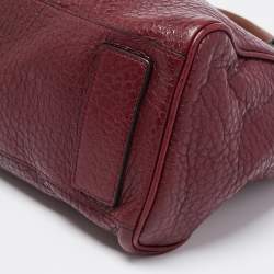 Mulberry Burgundy Grained Leather Polly Push Lock Top Handle Bag