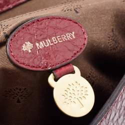 Mulberry Burgundy Grained Leather Polly Push Lock Top Handle Bag