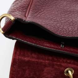 Mulberry Burgundy Grained Leather Polly Push Lock Top Handle Bag