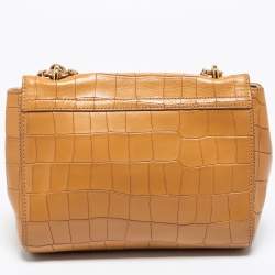 Pre Owned Mulberry Tan Croc Embossed Leather Small Lily Shoulder Bag