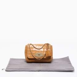 Pre Owned Mulberry Tan Croc Embossed Leather Small Lily Shoulder Bag