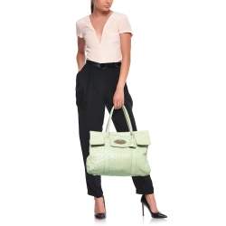 Pre Owned Mulberry Pale Green Ostrich Bayswater Satchel