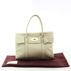 Pre Owned Mulberry Pale Green Ostrich Bayswater Satchel
