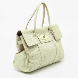 Pre Owned Mulberry Pale Green Ostrich Bayswater Satchel