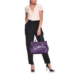 Pre Owned Mulberry Purple Leather Bayswater Satchel