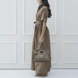 Pre Owned Mulberry Grey Grain Leather Bayswater Satchel