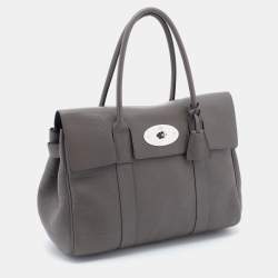 Pre Owned Mulberry Grey Grain Leather Bayswater Satchel