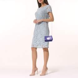 Pre Owned Mulberry Blue Leather Mini Lily Chain Crossbody Bag