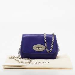 Pre Owned Mulberry Blue Leather Mini Lily Chain Crossbody Bag