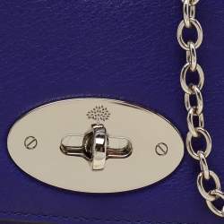 Pre Owned Mulberry Blue Leather Mini Lily Chain Crossbody Bag