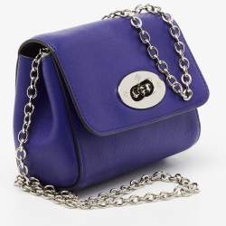Pre Owned Mulberry Blue Leather Mini Lily Chain Crossbody Bag
