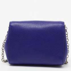 Pre Owned Mulberry Blue Leather Mini Lily Chain Crossbody Bag