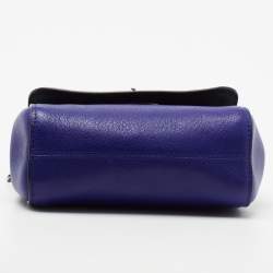 Pre Owned Mulberry Blue Leather Mini Lily Chain Crossbody Bag