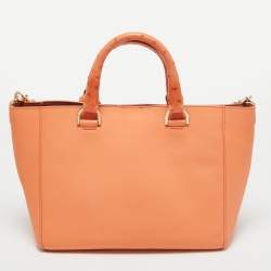 Pre Owned Mulberry Orange Ostrich And Leather Willow Tote