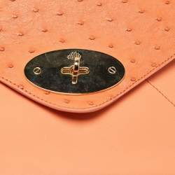 Pre Owned Mulberry Orange Ostrich And Leather Willow Tote