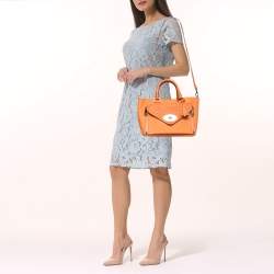 Pre Owned Mulberry Orange Ostrich And Leather Willow Tote