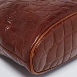 Mulberry Brown Croc Embossed Leather Bolide Satchel