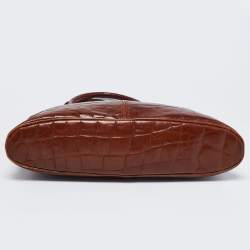 Mulberry Brown Croc Embossed Leather Bolide Satchel