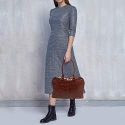 Mulberry Brown Croc Embossed Leather Bolide Satchel