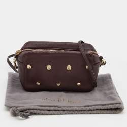Pre Owned Mulberry Burgundy Leather Cara Delevingne Pouch