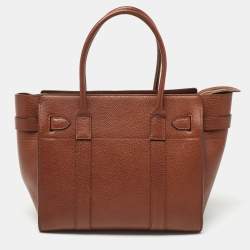 Mulberry Brown Grained Leather Zipped Bayswater Tote