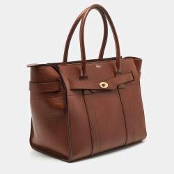 Mulberry Brown Grained Leather Zipped Bayswater Tote