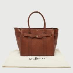 Mulberry Brown Grained Leather Zipped Bayswater Tote