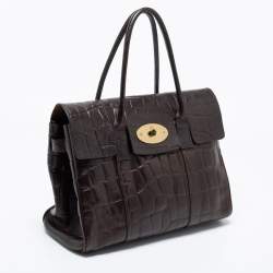 Mulberry Brown Croc Embossed Leather Bayswater Satchel