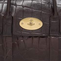 Mulberry Brown Croc Embossed Leather Bayswater Satchel