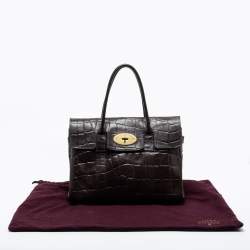Mulberry Brown Croc Embossed Leather Bayswater Satchel
