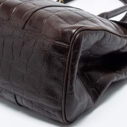 Mulberry Brown Croc Embossed Leather Bayswater Satchel