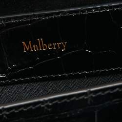 Mulberry Black Croc Embossed Leather Micro Seaton Top Handle Bag