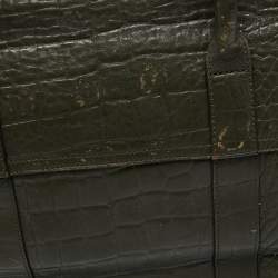 Mulberry Olive Green Croc Embossed Leather Bayswater Satchel