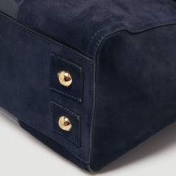 Pre Owned Mulberry Navy Blue Suede and Leather Bayswater Satchel