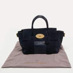 Pre Owned Mulberry Navy Blue Suede and Leather Bayswater Satchel
