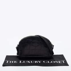 Pre Owned Mulberry Black Croc Embossed Leather Dome Crossbody Bag