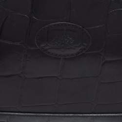 Pre Owned Mulberry Black Croc Embossed Leather Dome Crossbody Bag