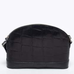 Pre Owned Mulberry Black Croc Embossed Leather Dome Crossbody Bag